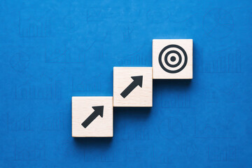 Poster - Progressive steps symbolize strategic growth and achievement illustrating a clear path toward a well-defined business target