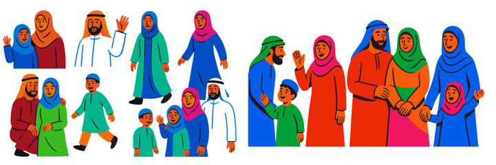 Poster - Families celebrating together in a colorful gathering during a festive occasion in a vibrant setting