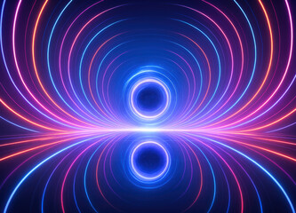 Poster - This futuristic tunnel glowing concentric rings symbolizes innovation and technological advancement inspiring visionary business growth and digital transformation