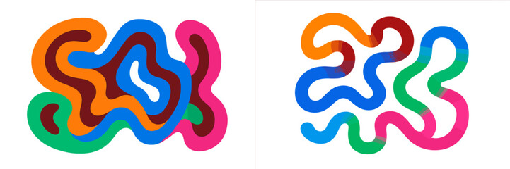 Aufkleber - Abstract shapes and vibrant colors create an engaging artistic composition in a modern style