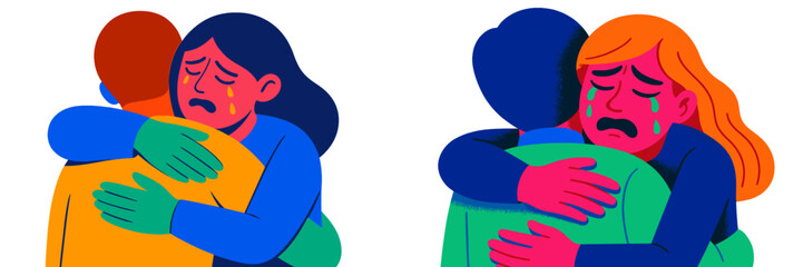 Aufkleber - Supportive embrace between two individuals expressing empathy and understanding during difficult times