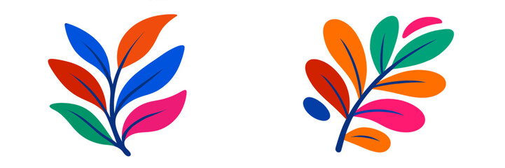 Poster - Colorful abstract leaf designs showcasing vibrant shapes and patterns for creative projects