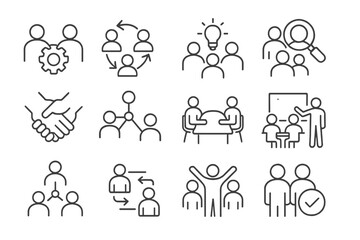 Aufkleber - Collaboration and teamwork symbols representing ideas, connections, and meetings in a professional setting