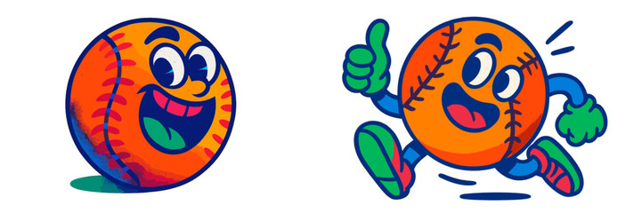 Poster - Colorful cartoon baseball characters celebrate sports and fun in a vibrant illustration suitable for children's activities and merchandise
