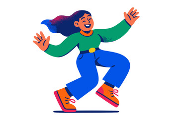 Aufkleber - Joyful woman dancing with vibrant style in colorful apparel during a cheerful moment of celebration