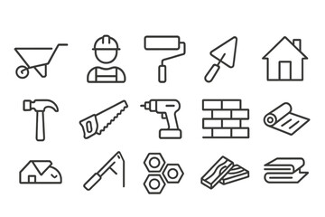 Poster - Construction tools and equipment displayed in a workspace setting during a renovation project