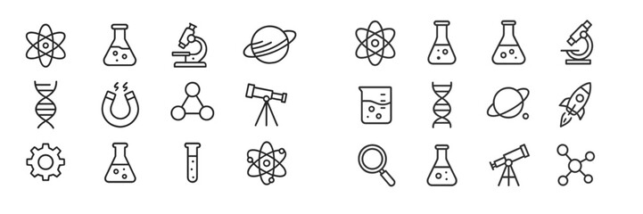 Aufkleber - Science symbols and icons representing various scientific fields arranged in a neat layout for educational use