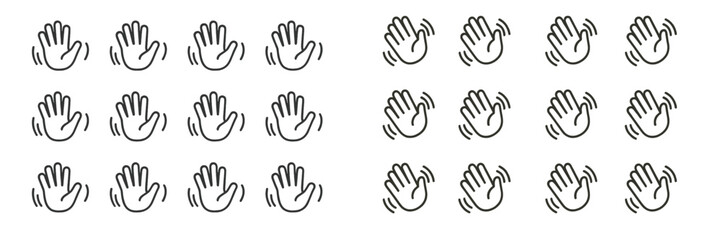 Aufkleber - Hands waving in various orientations, creating a playful pattern, suitable for greetings or friendly interaction