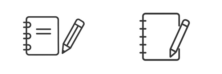 Poster - Simple outline of a notebook and pencil highlighting creativity and organization in a minimalistic design
