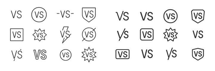 Poster - Various designs of symbols for comparison or competition displayed in a grid format