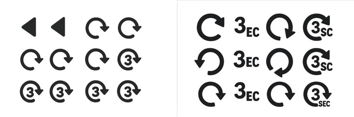 Aufkleber - Various playback control icons suitable for digital applications in black and white design