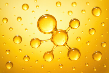 Poster - The illustrates the concept connection and innovation through golden molecular structures symbolizing progress and integration in business