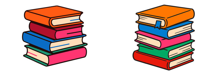 Aufkleber - Colorful stacks of books displayed together in a library setting during a sunny afternoon