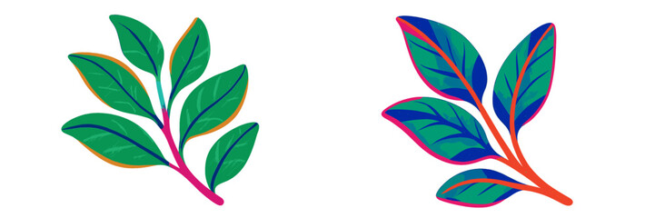 Poster - Colorful illustration of lush green leaves ideal for design and decoration purposes