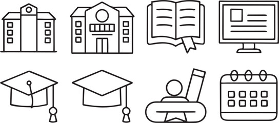 Poster - Academy and Learning Icon Set – Editable Solid Black Vector Icons for Schools and Education