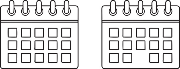 Poster - Calendar Page Icon – Editable Minimal Vector Design with Date Squares and Top Rings