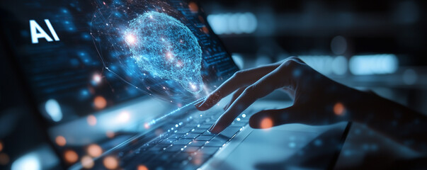 Person using a laptop Ai concept