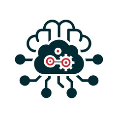 Aufkleber - Cloud technology symbol with gears and circuit connections  