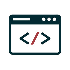 Fototapete - Code editor window with HTML tags in modern flat design  