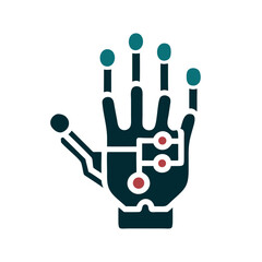 Poster - Robotic hand with circuit design in modern graphic style  