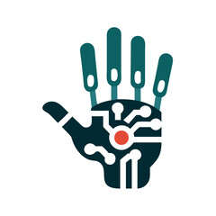Poster - Robotic hand with circuit patterns in modern graphic style  