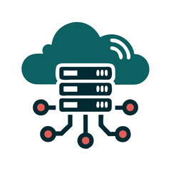 Poster - Cloud storage icon with connected servers and network lines  