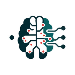 Aufkleber - Digital brain with circuit connections in modern tech style  