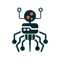 Poster - Micro robot with antennas and legs in flat design style  