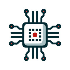 Poster - Microchip illustration with circuit connections in modern design  