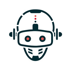 Poster - Abstract robot head illustration with headphones and red accents  