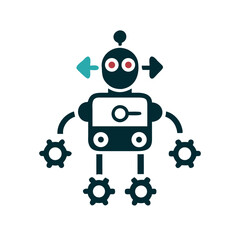 Poster - Cartoon robot character with gears and buttons design  