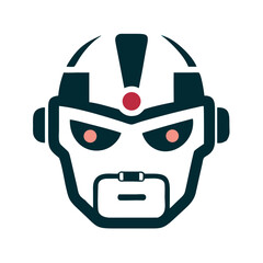 Poster - Robot face with geometric features and bold colors  
