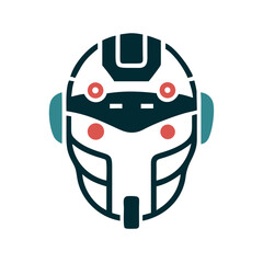 Poster - Abstract robot head illustration in modern flat design style  