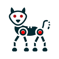 Poster - Cartoon robotic dog with red accents and jointed limbs  