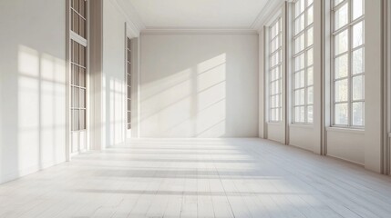 Fototapete - Open minimalist Scandinavian living space with large windows and natural light
