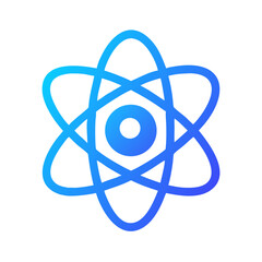 Poster - Abstract atom symbol in gradient blue representing science and technology  