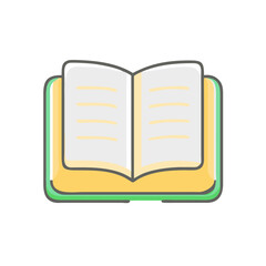 Poster - Open book with blank pages and colored cover design  