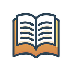 Poster - Open book icon with pages visible and colorful cover design  