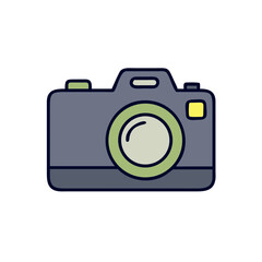 Poster - Simple camera illustration in minimalist design with green accents  