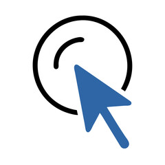 Fototapete - Cursor icon with blue arrow pointing at circular button  