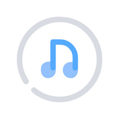 Poster - Music note icon in flat design with blue elements and circle  