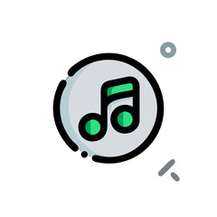 Poster - Music icon with green note in circular design on white background  