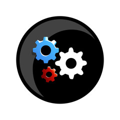 Fototapete - Gears icon in flat design with blue, red, and white colors  