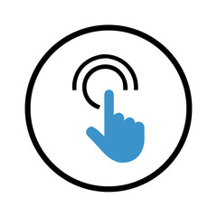 Fototapete - Hand touching circular button icon on white background  