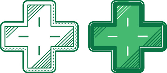 Fototapete - isolated Green medical cross symbol Vector, Green medical cross Silhouette, Green medical cross icon set,Green medical cross for logo, Vector illustration, Vector Graphic, EPS 10 , clip art work