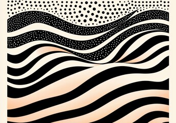 Aufkleber - Abstract Wavy Stripes Illustration with Dotted Pattern