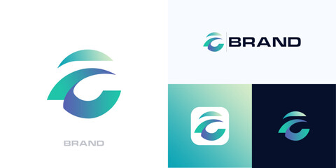 Poster - Global circle letter C with gradient color, Logo icon design vector illustration element editable, Modern symbol initial CF or CE sign for technology, business company and brand identity
