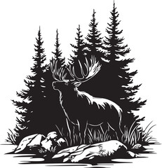  deer, animal, vector, silhouette, illustration, reindeer, christmas, nature, wild, mammal, forest, wildlife, antler, cartoon, stag, elk, winter, hunting, tree, head, design, horn, art, moose, drawing