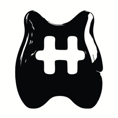 Leinwandbilder - Abstract black blob with a white cross symbol for social media or branding design