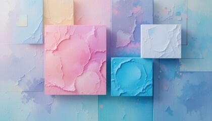 Poster - Abstract artistic pastel color block composition with textured surface patterns